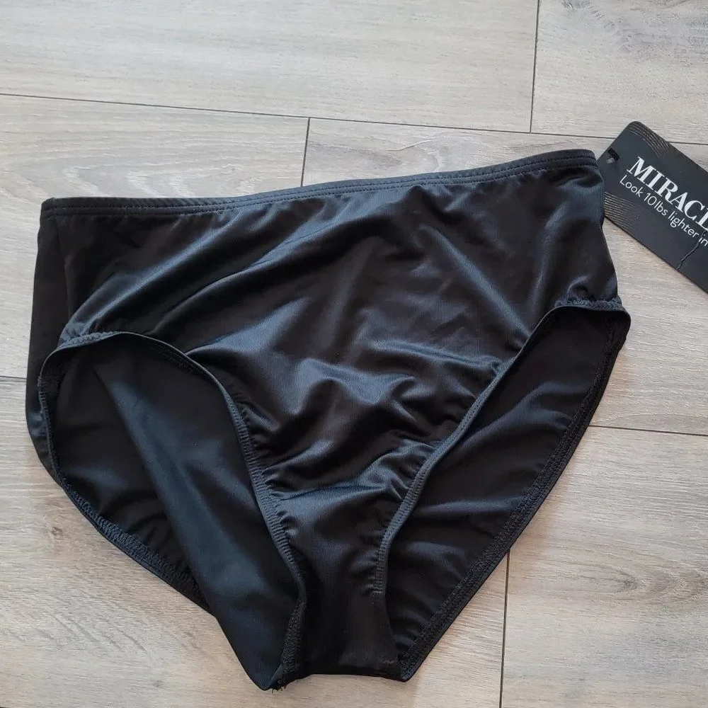Miraclesuit Women black Basic High Waist Slimming Brief Swimsuit bottom size 14